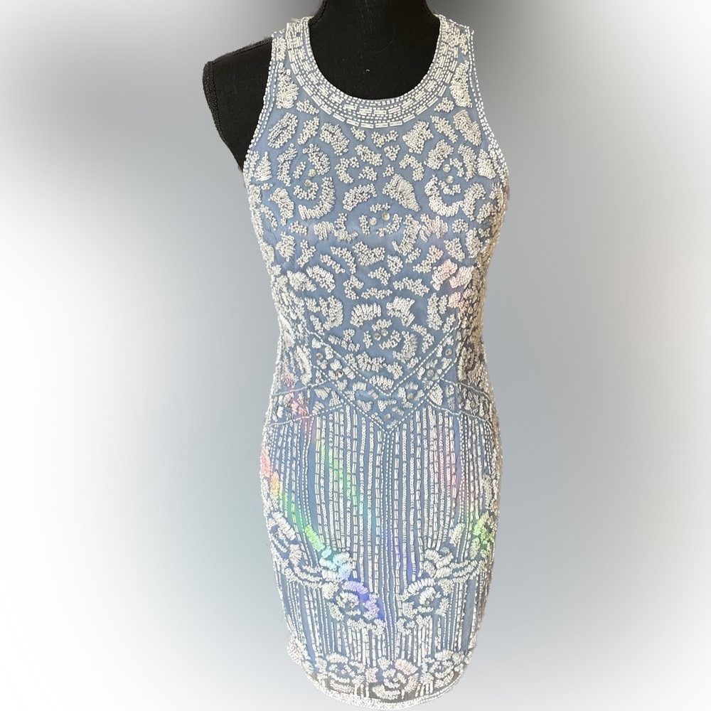 Blue & White Beaded Dress